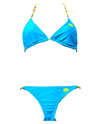 Sky Blue New Stylish Rainbow Single Padded Bikini Set - Fancy Bra Panty Set