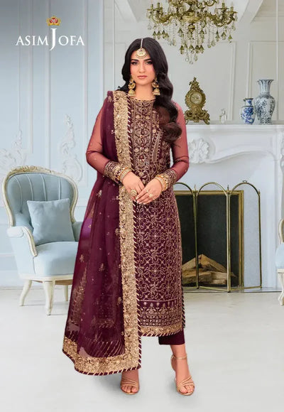 Asim Jofa Embroidered Chiffon Suit – Luxury Formal 3-Piece Ensemble