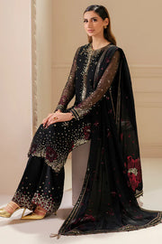 Jazmine | Black Chiffon Embroidered 3-Piece Dress