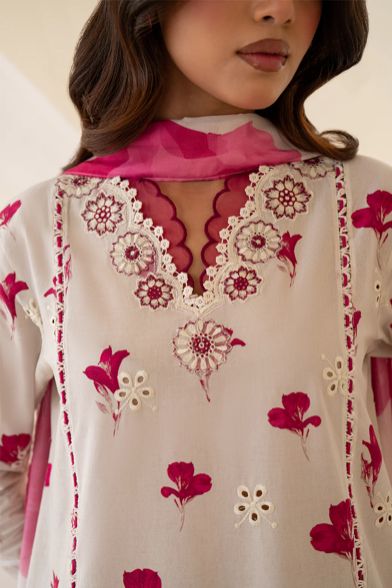 Iznik Lawn Collection – Unstitched 3-Piece Embroidered Chikan Kari Suit