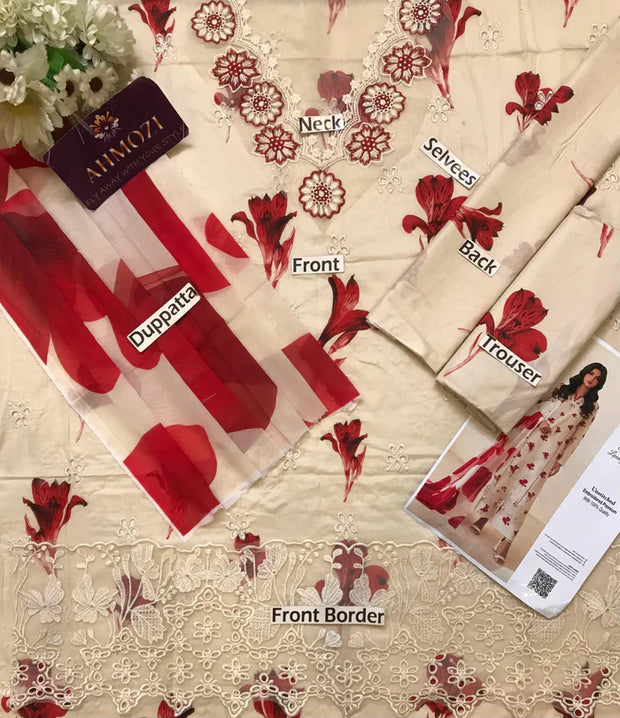 Iznik Lawn Collection – Unstitched 3-Piece Embroidered Chikan Kari Suit