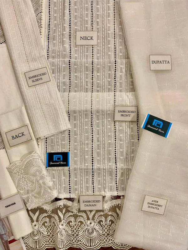 Ayeza Khan Chikankari Luxury Lawn Suit – Heavy Embroidered Schiffli Cutwork Design