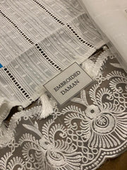 Ayeza Khan Chikankari Luxury Lawn Suit – Heavy Embroidered Schiffli Cutwork Design