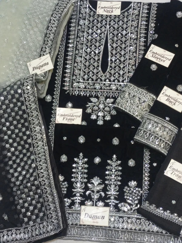 Jazmin Velvet Collection – Unstitched 3-Piece Luxury Embroidered Suit