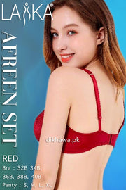 Laika - Afreen Set - Red Fancy Bridal Bra Panty Sets - Non Padded Non Wired Bra Panty Set