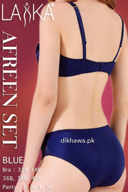 Laika - Afreen Set - Navy Blue Fancy Bridal Bra Panty Sets - Non Padded Non Wired Bra Panty Set