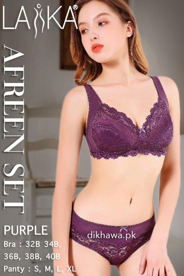 Fancy Bra Panty Set - Purple 