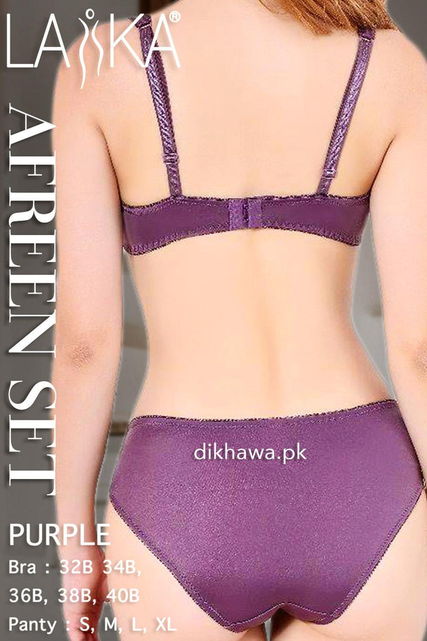 Laika - Afreen Set - Purple Fancy Bridal Bra Panty Sets - Non Padded Non Wired Bra Panty Set