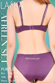 Laika - Afreen Set - Purple Fancy Bridal Bra Panty Sets - Non Padded Non Wired Bra Panty Set