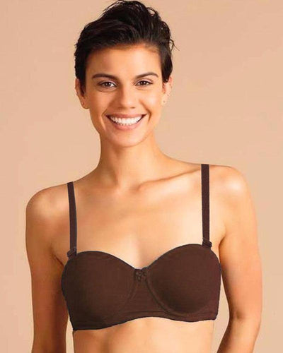 Brown Pushup Bra - Massage Form Bra with Removable Straps - Underwired Single Padded Bra