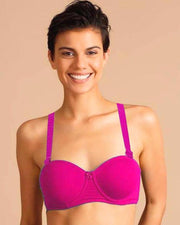 Hot Pink Pushup Bra - Massage Form Bra with Removable Straps - Underwired Single Padded Bra
