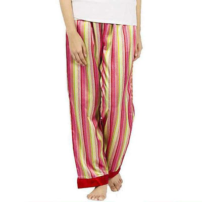 RED STRIPES SILK PAJAMA FOR WOMEN - Ladies Pyjama - diKHAWA Online Shopping in Pakistan