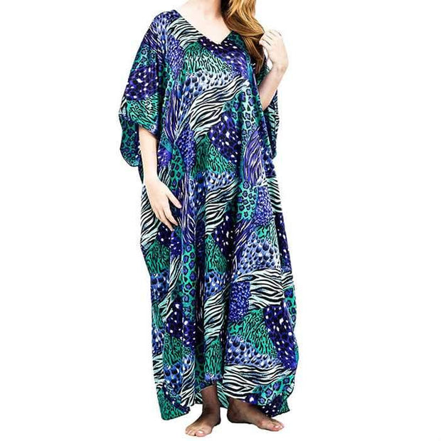 Blue & Green Tiger Print Kaftan - Kaftan - diKHAWA Online Shopping in Pakistan