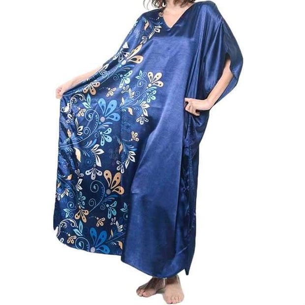 Midnight Dream Floral Print Blue - Kaftan - diKHAWA Online Shopping in Pakistan