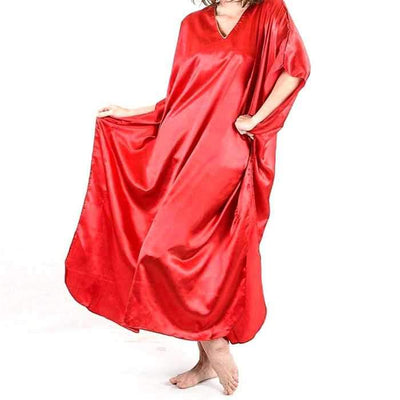 Satin Red Long Kaftan - Kaftan - diKHAWA Online Shopping in Pakistan