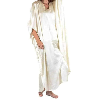 Satin Ivory Long Kaftan - Kaftan - diKHAWA Online Shopping in Pakistan