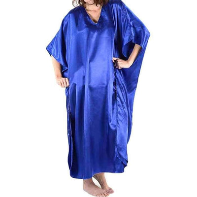 Satin Royal Blue Long Caftan - Kaftan - diKHAWA Online Shopping in Pakistan