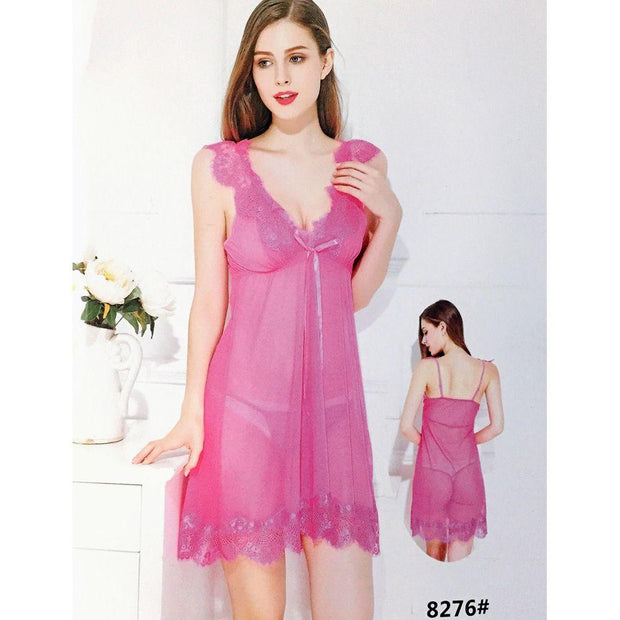 Short Net Nighty Semi-Transparent - 8276 - Nighty - diKHAWA Online Shopping in Pakistan