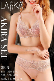 Laika - Akira Set - Skin Bridal Bra Panty Sets - Non Padded Non Wired Bra Panty Set