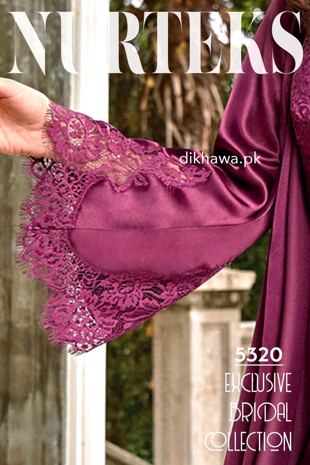 Nurteks - Exclusive Bridal Wedding Honeymoon 2Pc Short Nighty Set Maroon 5320 - Turkish Brand