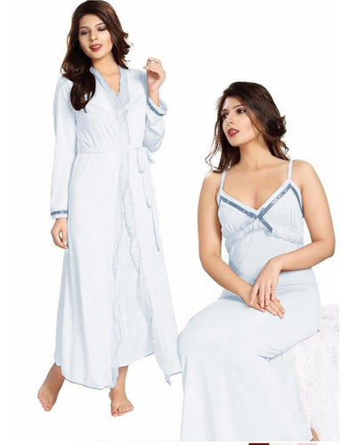 White Nighty - FL-0069 - Flourish 2 Piece Nightwear