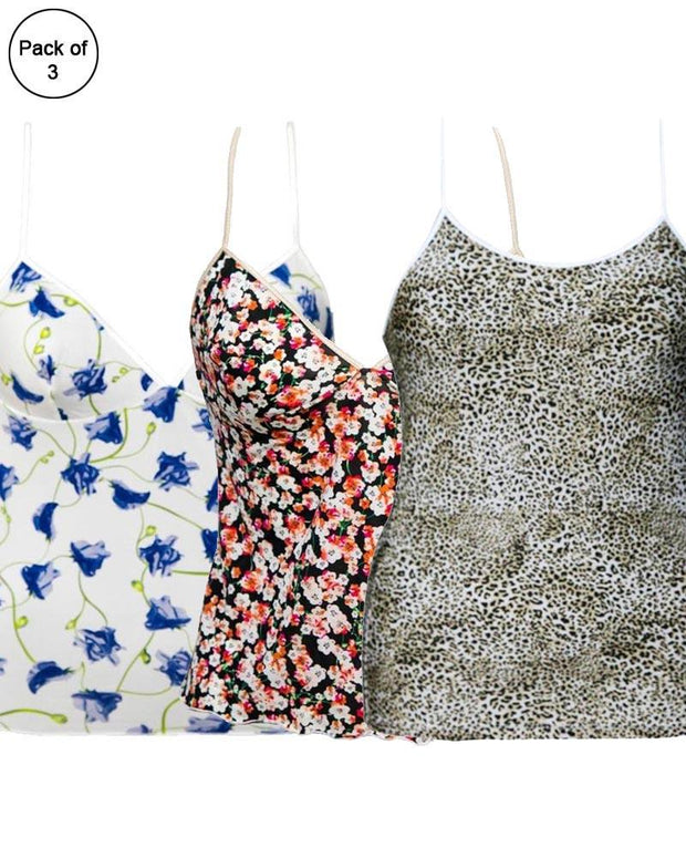 Pack of 3 Flowers Printed Fancy Casual Wear Camisole