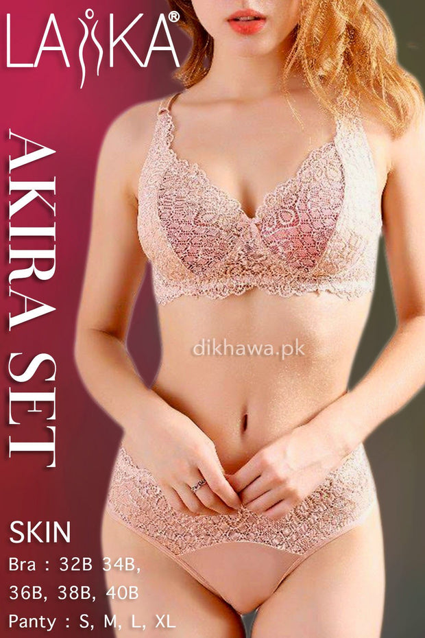 Laika - Akira Set - Skin Bridal Bra Panty Sets - Non Padded Non Wired Bra Panty Set