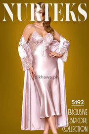 Nurteks - Exclusive Bridal Wedding Honeymoon 2Pc Long Nighty Set with Robe 5192 - Turkish Brand