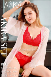 Laika - Akira Set - Red Bridal Bra Panty Sets - Non Padded Non Wired Bra Panty Set