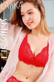 Laika - Akira Set - Red Bridal Bra Panty Sets - Non Padded Non Wired Bra Panty Set