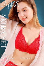 Laika - Akira Set - Red Bridal Bra Panty Sets - Non Padded Non Wired Bra Panty Set