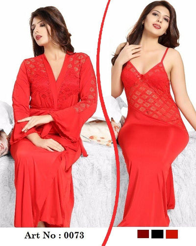 Red Nighty - FL-0073 - Flourish 2 Piece Nightwear