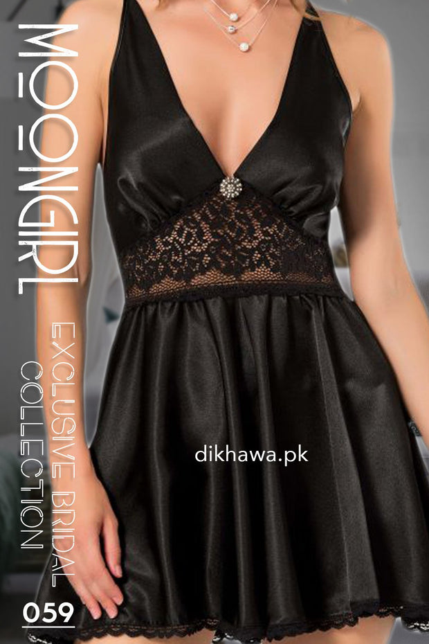 Moongirl - Exclusive Bridal 2Pc Short Nighty Wedding Honeymoon Nighty Set 059 - Turkish Brand