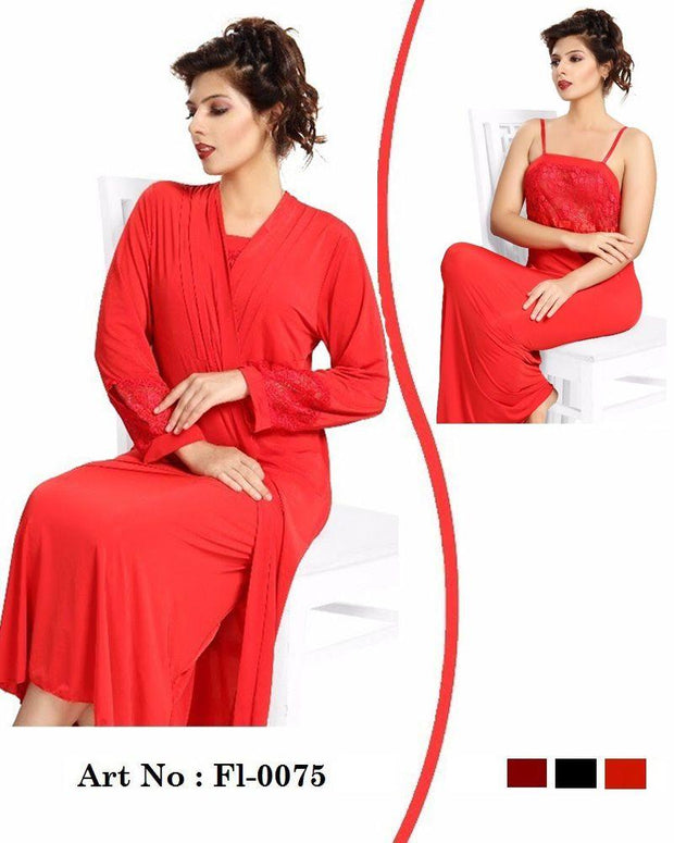 Red Nighty - FL-0075 - Flourish 2 Piece Nightwear