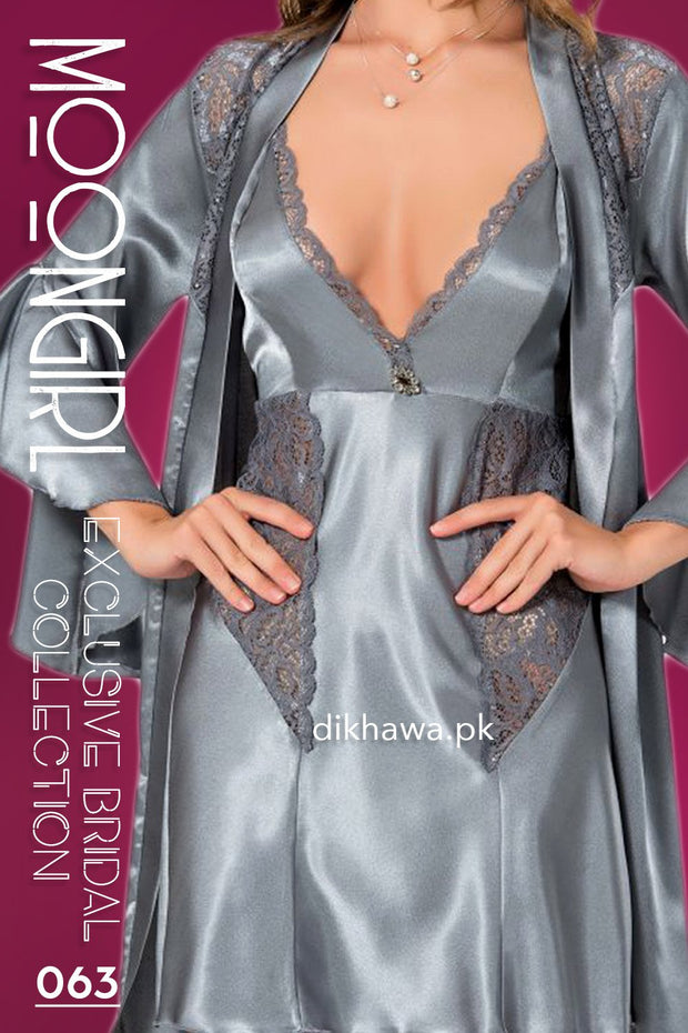 Moongirl - Exclusive Bridal 2Pc Short Nighty Wedding Honeymoon Nighty Set 063 - Turkish Brand