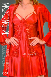 Moongirl - Exclusive Bridal 2Pc Short Nighty Wedding Honeymoon Nighty Set 067 - Turkish Brand