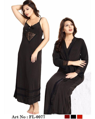 Black Nighty - FL-0077 - Flourish 2 Piece Nightwear