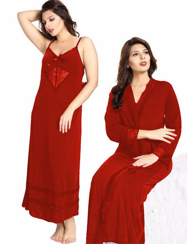 Red Nighty - FL-0077 - Flourish 2 Piece Nightwear