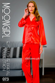 Moongirl - Exclusive Bridal 2Pc Pajama Set & Wedding Nightdress 073 - Turkish Brand