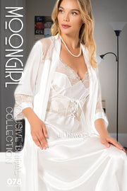 Moongirl - Exclusive Bridal 2Pc Long Nighty Set with Robe - Wedding Nightwear 078 - Turkish Brand