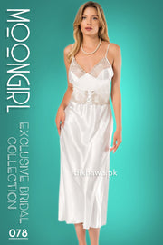 Moongirl - Exclusive Bridal 2Pc Long Nighty Set with Robe - Wedding Nightwear 078 - Turkish Brand