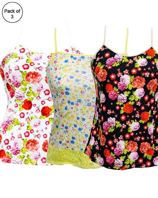 Pack of 3 Flowers Printed Fancy Casual Wear Camisole