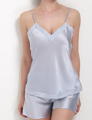 Silver Color Silk Cami With Short - Cami-013