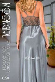 Moongirl - Exclusive Bridal 2Pc Long Nighty Set with Robe - Wedding Nightwear 080 - Turkish Brand