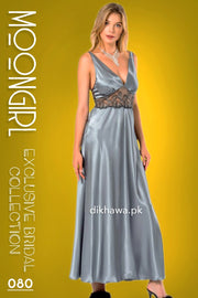 Moongirl - Exclusive Bridal 2Pc Long Nighty Set with Robe - Wedding Nightwear 080 - Turkish Brand