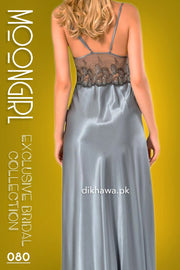 Moongirl - Exclusive Bridal 2Pc Long Nighty Set with Robe - Wedding Nightwear 080 - Turkish Brand