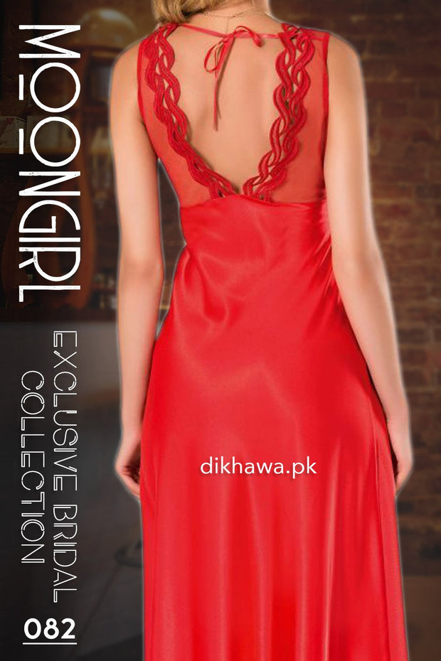 Moongirl - Exclusive Bridal 2Pc Long Nighty Set with Robe - Wedding Nightwear 082 - Turkish Brand