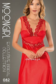 Moongirl - Exclusive Bridal 2Pc Long Nighty Set with Robe - Wedding Nightwear 082 - Turkish Brand