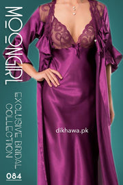 Moongirl - Exclusive Bridal 2Pc Long Nighty Set with Robe - Wedding Nighty Set 084 - Turkish Brand