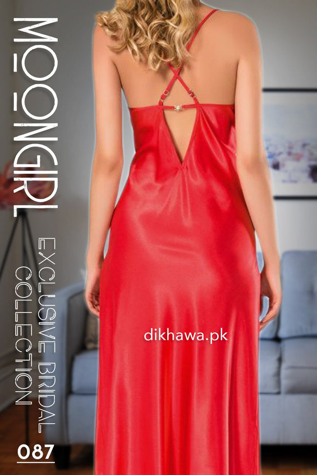 Moongirl - Exclusive Bridal 2Pc Long Nighty Set with Robe - Wedding Nighty Set 087 - Turkish Brand